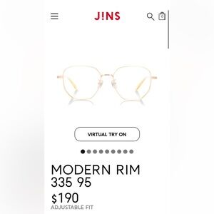 JINS Modern Rim Gold Prescription Glasses
